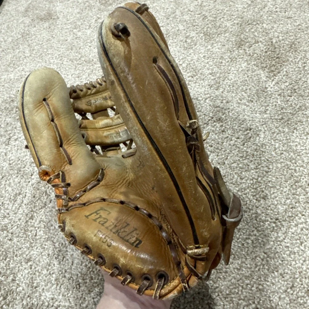 Vintage Franklin F153 Brown Leather Baseball Glove Flexomatic Horse & Cowhide